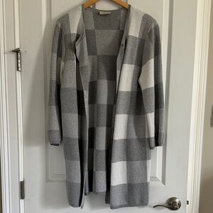 LOFT Outlet Gray Checkered Sweater